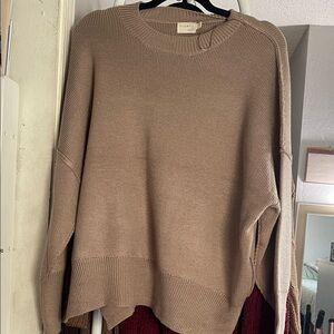 Cozy Women's Tan Crew Neck Sweater